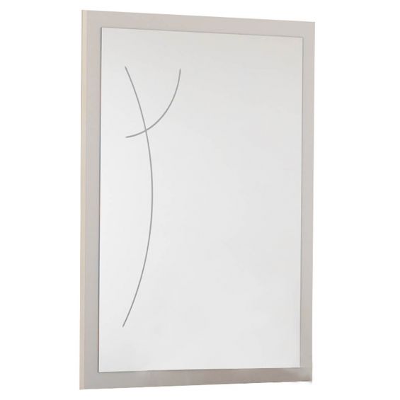 LUCIA - Miroir Rectangulaire Laqué Blanc et Chêne Anthracite