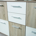 LIST - Buffet 5 Portes 2 Tiroirs Aspect Bois