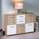 LIST - Buffet 5 Portes 2 Tiroirs Aspect Bois