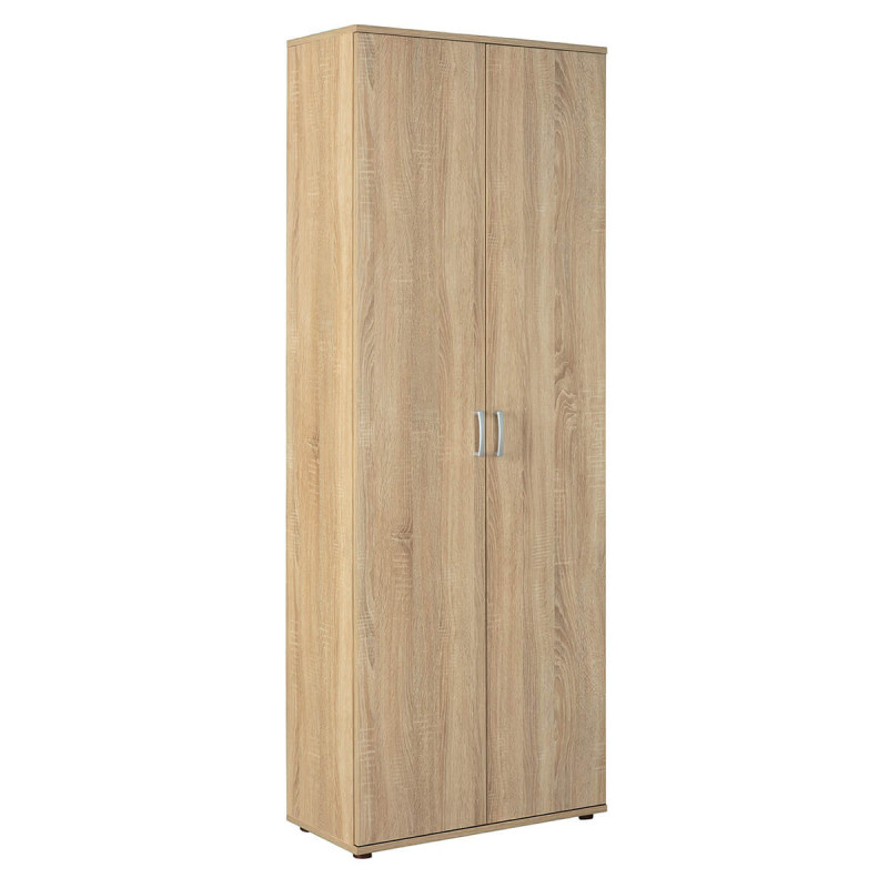 LIST - Armoire 2 Portes 6 Compartiments Aspect Bois
