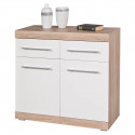WENDY - Buffet 2 Portes 2 Tiroirs Aspect Chêne et Blanc