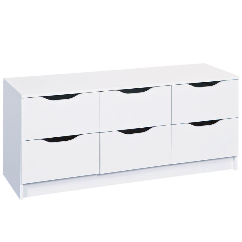 JENNY - Commode 6 Tiroirs Coloris Blanc
