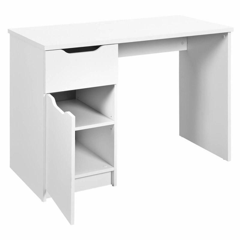 Bureau 1 tiroir coloris blanc-graphite - Longueur 115 x Profondeur