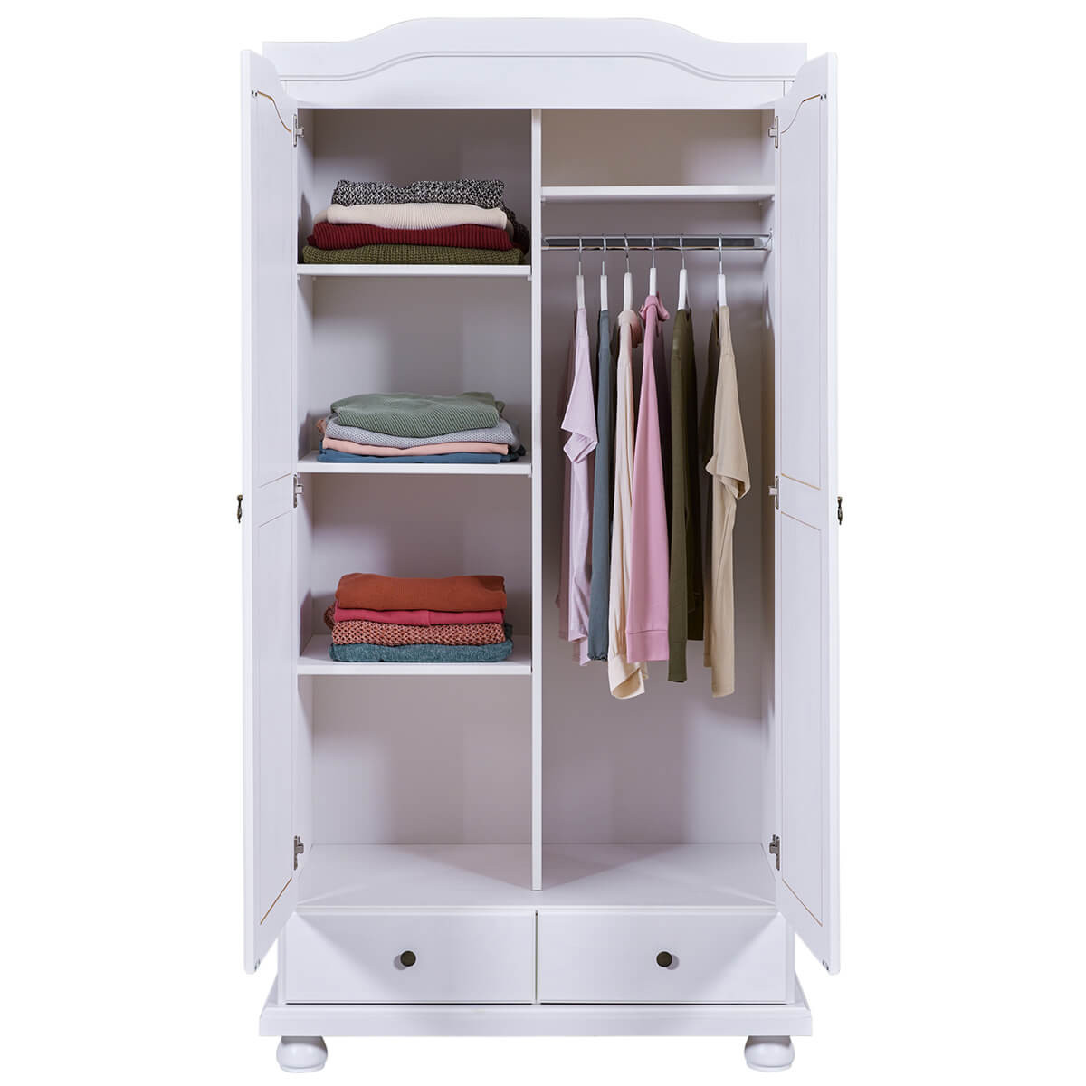 Armoire 3 portes avec penderie bois massif vernis blanc NEDER | Maisons
