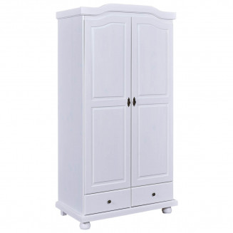 NEDER - Armoire 2 Portes Bois Massif Blanc