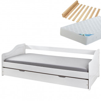 BARBARA - Pack Lit Gigogne 90x200 + 1 Matelas Maldives