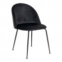 MEYRIN - Lot de 2 Chaises Velours Noir et Pieds Métal Noir