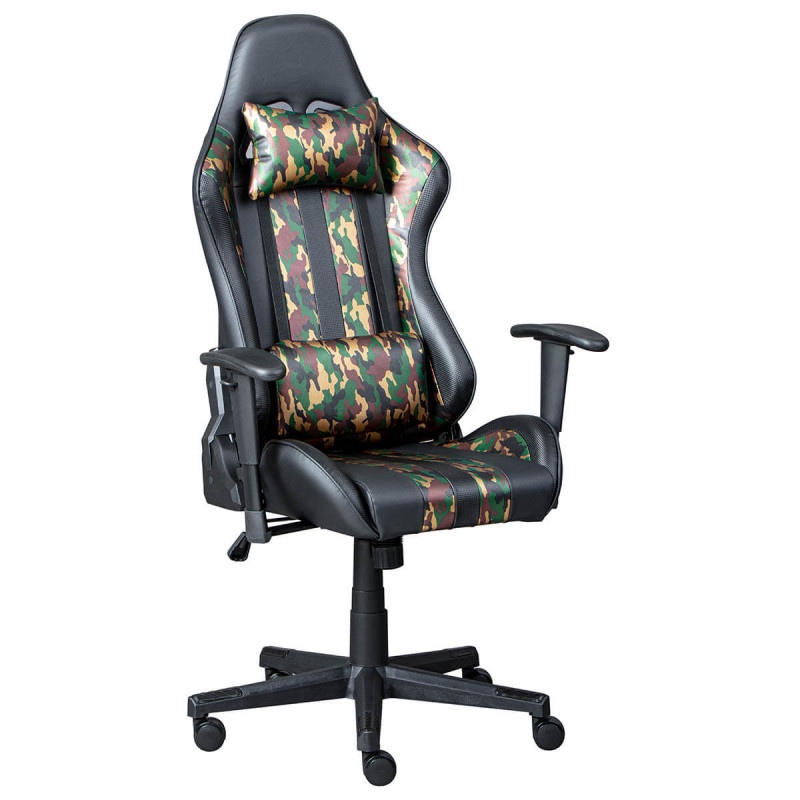 KUBISA - Fauteuil de Bureau Simili Motif Camouflage