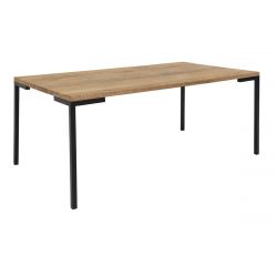 BERGAME - Table Basse Rectangulaire 110cm Chêne Massif et Pieds Acier