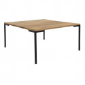BERGAME - Table Basse Carrée 90cm Chêne Massif et Pieds Métal
