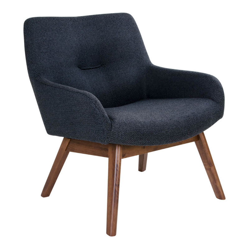 HARROW - Fauteuil Noyer Massif Naturel et Tissu Gris Foncé HARROW - Fauteuil Noyer Massif Naturel et Tissu Gris Foncé