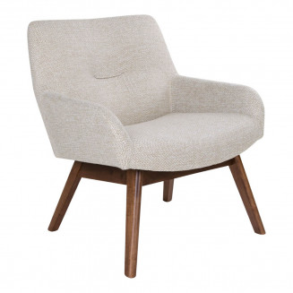 HARROW - Fauteuil Noyer Massif Naturel et Tissu Sable