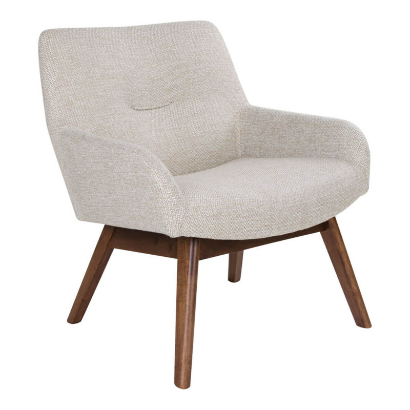 HARROW - Fauteuil Noyer Massif Naturel et Tissu Sable HARROW - Fauteuil Noyer Massif Naturel et Tissu Sable