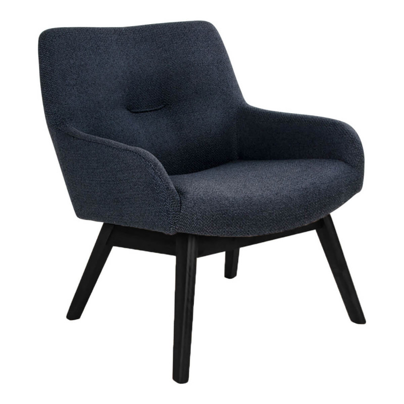 HARROW - Fauteuil Noyer Massif Noir et Tissu Gris Foncé