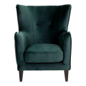 TERAMO - Fauteuil Hêtre Massif Noir et Velours Vert