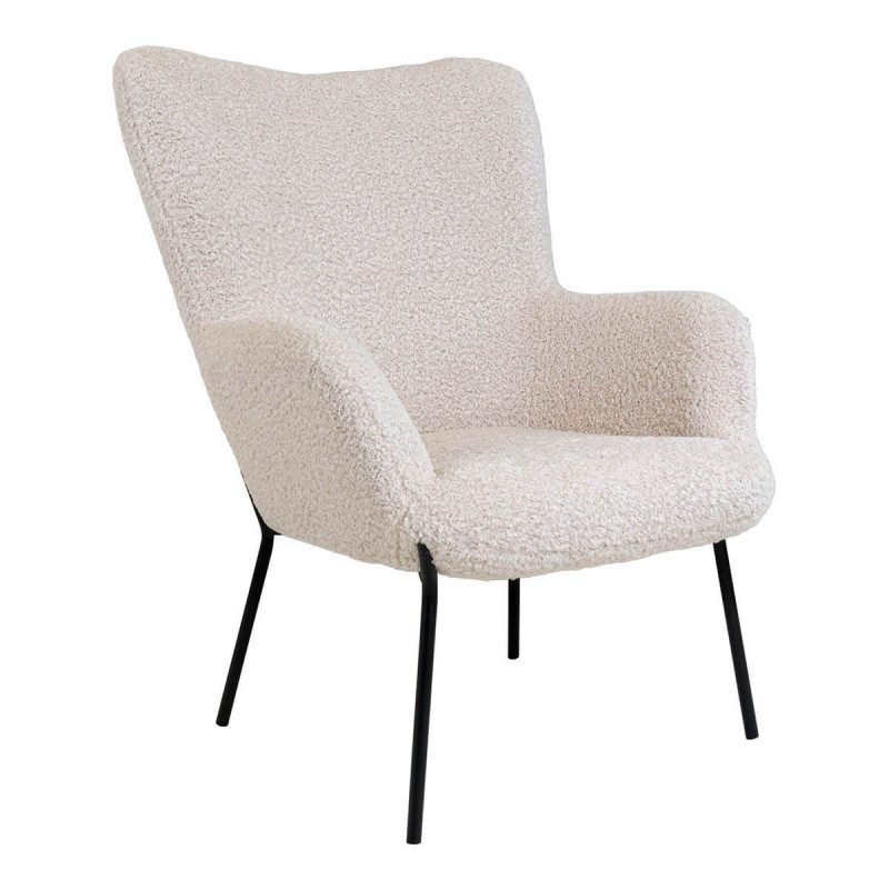 FINTRY - Fauteuil Imitation Laine et Piétement Acier Noir FINTRY - Fauteuil Imitation Laine et Piétement Acier Noir