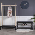 VENETIE - Banc à Chaussures Acier Noir et Tissu Bleu