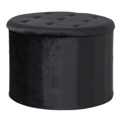 BRED - Pouf-Coffre Carré Velours Coloris Noir
