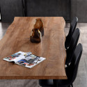 STIK - Table Repas 150cm Allongeable Plateau Effet Bois Brut