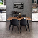 STIK - Table Repas 150cm Allongeable Plateau Effet Bois Brut