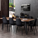 STIK - Table Repas 150cm Allongeable Plateau Effet Bois Brut