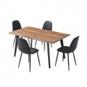 STIK - Table Repas 150cm Allongeable Plateau Effet Bois Brut