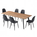 STIK - Table Repas 150cm Allongeable Plateau Effet Bois Brut