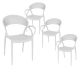 ATHENA - Lot de 4 Chaises de Jardin Plastique Blanc