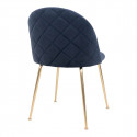 MEYRIN - Lot de 6 Chaises Velours Bleu et Pieds Métal Doré