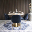 MEYRIN - Lot de 4 Chaises Velours Bleu et Pieds Métal Doré