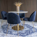 MEYRIN - Lot de 6 Chaises Velours Bleu et Pieds Métal Doré