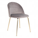 MEYRIN - Lot de 6 Chaises Velours Gris et Pieds Métal Doré