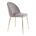 MEYRIN - Lot de 6 Chaises Velours Gris et Pieds Métal Doré