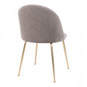 MEYRIN - Lot de 6 Chaises Velours Gris et Pieds Métal Doré