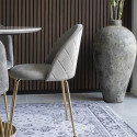 MEYRIN - Lot de 6 Chaises Velours Gris et Pieds Métal Doré