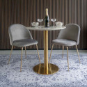 MEYRIN - Lot de 4 Chaises Velours Gris et Pieds Métal Doré