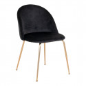 MEYRIN - Lot de 6 Chaises Velours Noir et Pieds Métal Doré