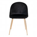 MEYRIN - Lot de 6 Chaises Velours Noir et Pieds Métal Doré