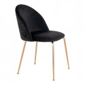 MEYRIN - Lot de 6 Chaises Velours Noir et Pieds Métal Doré