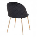 MEYRIN - Lot de 6 Chaises Velours Noir et Pieds Métal Doré