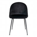 MEYRIN - Lot de 6 Chaises Velours Noir et Pieds Métal Noir