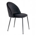 MEYRIN - Lot de 6 Chaises Velours Noir et Pieds Métal Noir
