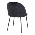 MEYRIN - Lot de 6 Chaises Velours Noir et Pieds Métal Noir