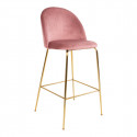 MEYRIN - Lot de 6 Chaises Hautes Velours Rose et Pieds Métal Doré
