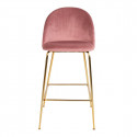 MEYRIN - Lot de 6 Chaises Hautes Velours Rose et Pieds Métal Doré