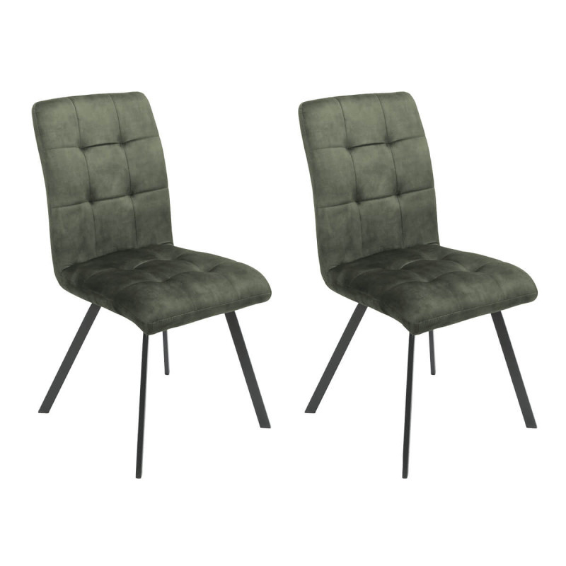 JOHN - Lot de 2 Chaises Capitonnées Vert