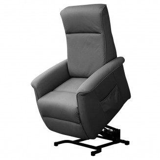 BARRENCE - Fauteuil Relax et Releveur Electrique Tissu Aspect Cuir Gris Foncé
