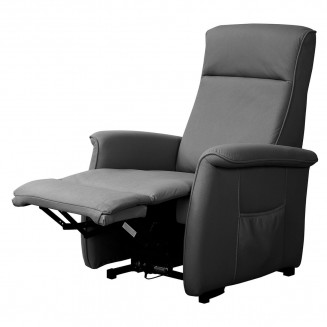 BARRENCE - Fauteuil Relax et Releveur Electrique Tissu Aspect Cuir Gris Foncé