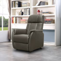 TAMISE - Fauteuil Relax et Releveur Electrique Cuir Taupe