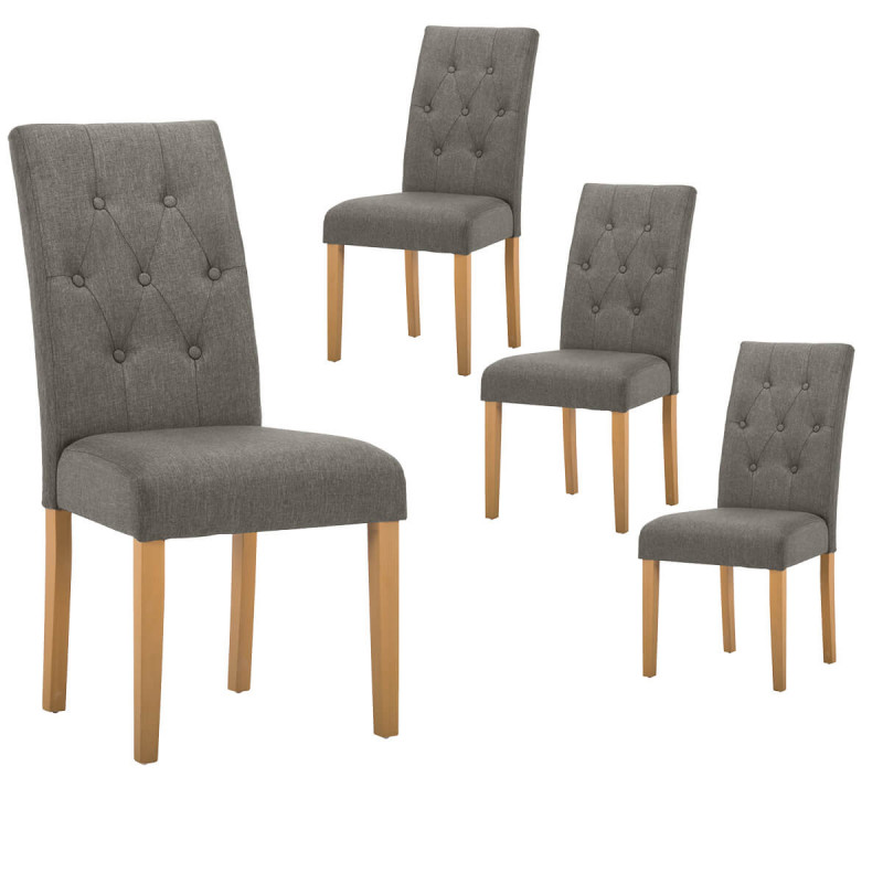 OXFORD - Lot de 4 Chaises Gris Foncé avec Boutons